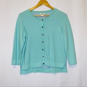 Sundance Mint Green Textured Button Up Cardigan 100% Cotton Sweater Size Small